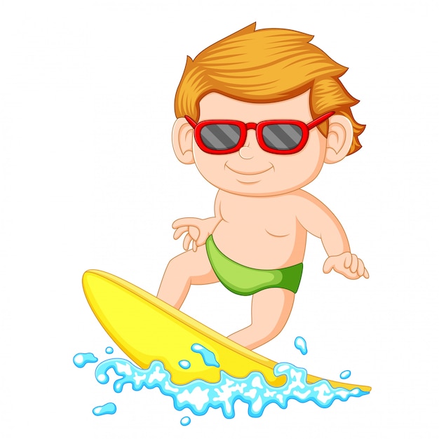 Młody chłopak nauki surfingu