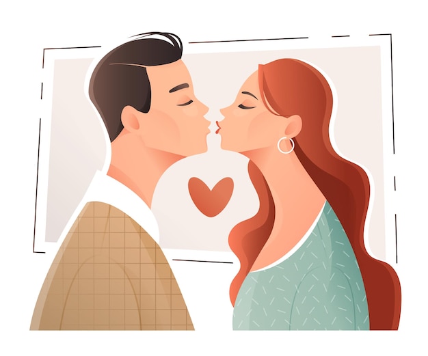 Młody mężczyzna i kobieta będą całować ilustrację