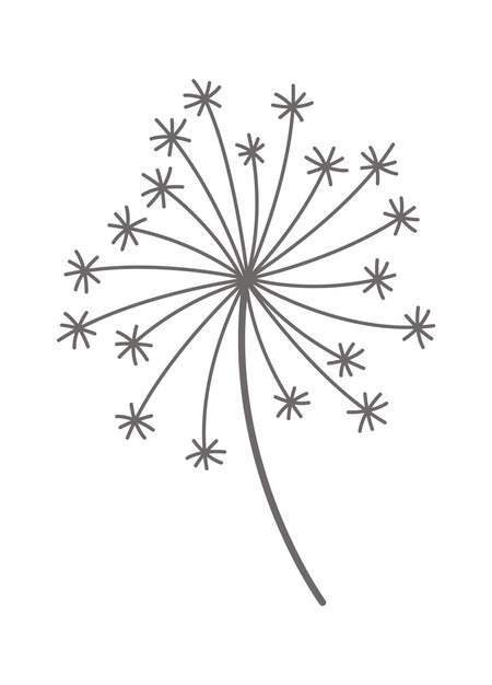 Plik wektorowy mniszek lekarski puszysty kwiat płaska ikona kwiatowy wzór okrągła głowa nasion