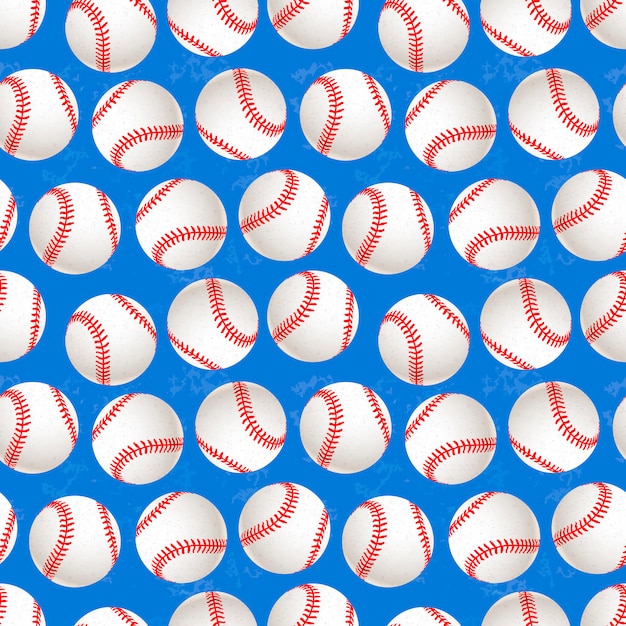 Mnóstwo Piłek Baseballowych Na Niebieskim Tle Szwu