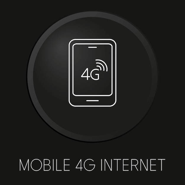 Mobilna Ikona Minimalnej Linii Wektorowej 4g Internetu Na Przycisku 3d Na Białym Tle Premium Vectorxa