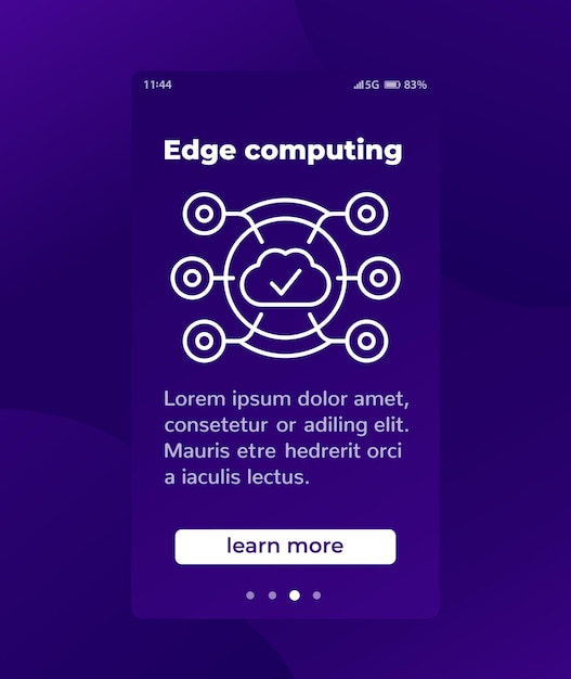 Mobilny baner Edge computing z ikoną linii