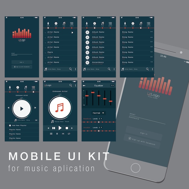 Mobilny Zestaw Ui Do Aplikacji Muzycznych