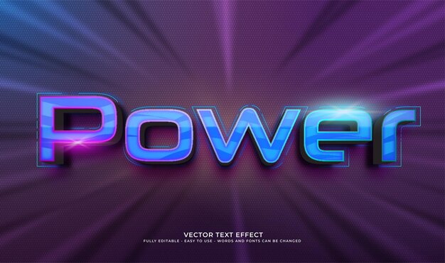 Plik wektorowy moc tekstu wektorowego z efektem stylu 3d