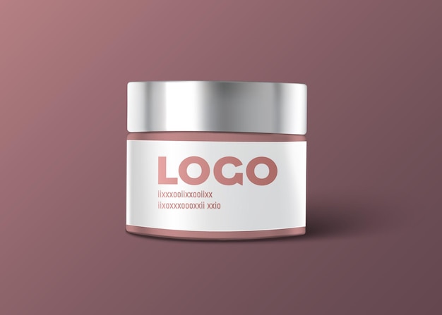Mockup słoika śmietanki ze srebrną nakrętką dla Twojego projektu