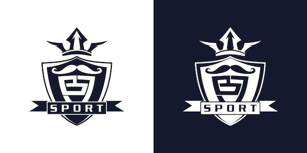 Mocny projekt logo wektora piłki nożnej Odznaka wąsów w kształcie korony i projekt ikony wektora piłki nożnej