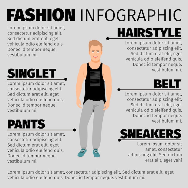 Plik wektorowy moda infographic szablon z silnym facetem