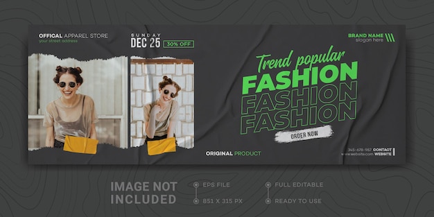 Moda wyprzedaż facebook szablon banera promocja biznesowa marketing cyfrowy projekt streetwear