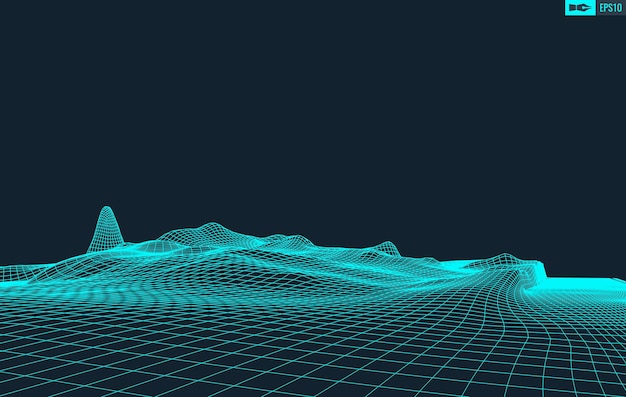 Model Szkieletowy 3d Teren Szeroki Kąt Eps10 Wektor