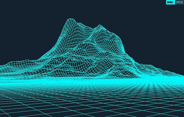 Model Szkieletowy 3d Teren Szeroki Kąt Eps10 Wektor