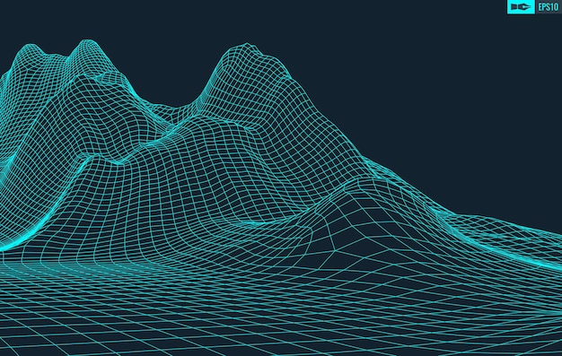 Model Szkieletowy 3d Teren Szeroki Kąt Eps10 Wektor