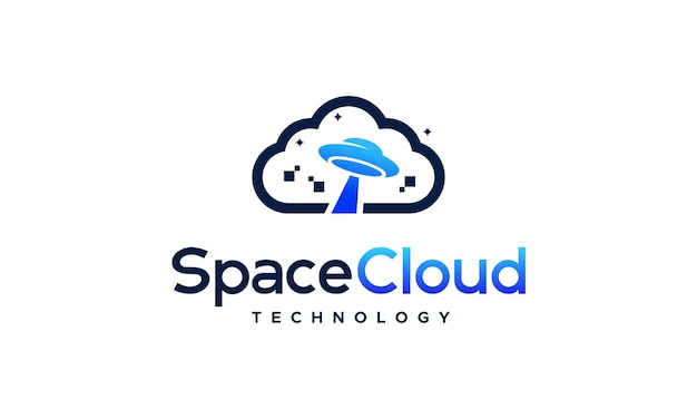 Modern Pixel Cloud Logo Projektuje Koncepcja Wektor Cloud Tech Logo Szablon Space Cloud Technology Logo Symbol Ikona Szablon