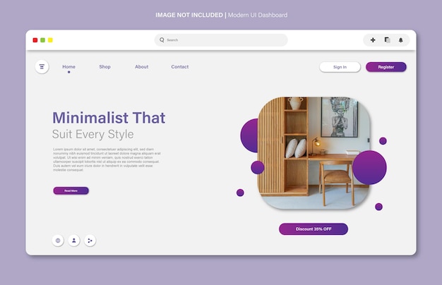 Modern UI Dashboard or Minimalist Furniture Website Design
