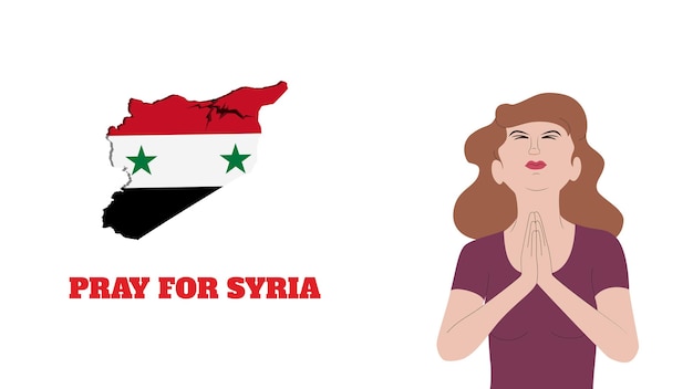 Módlcie się za Syrię, kobieta modląca się ilustracji wektorowych