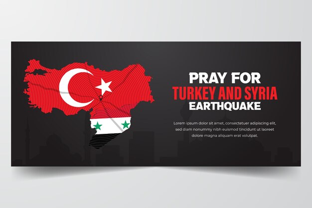 Módlcie Się Za Sztandar Trzęsienia Ziemi W Turcji I Syrii Na Czarnym Tle