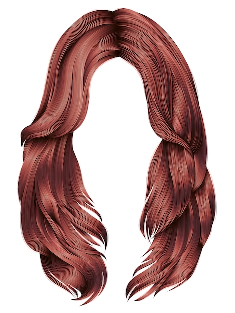 Modna Kobieta Długie Włosy Czerwone Kolory Miedzi. Moda Uroda. Realistyczny 3d