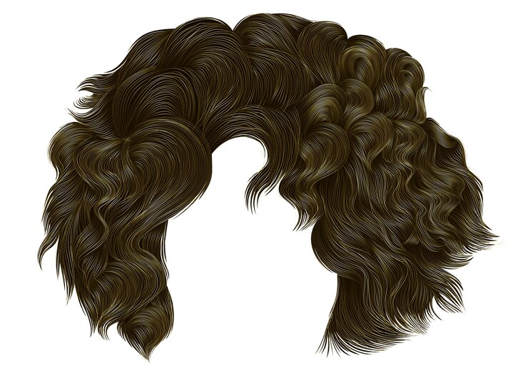 Modna kobieta kręcone włosy blond kolory. Fringe. moda uroda styl. realistyczne.