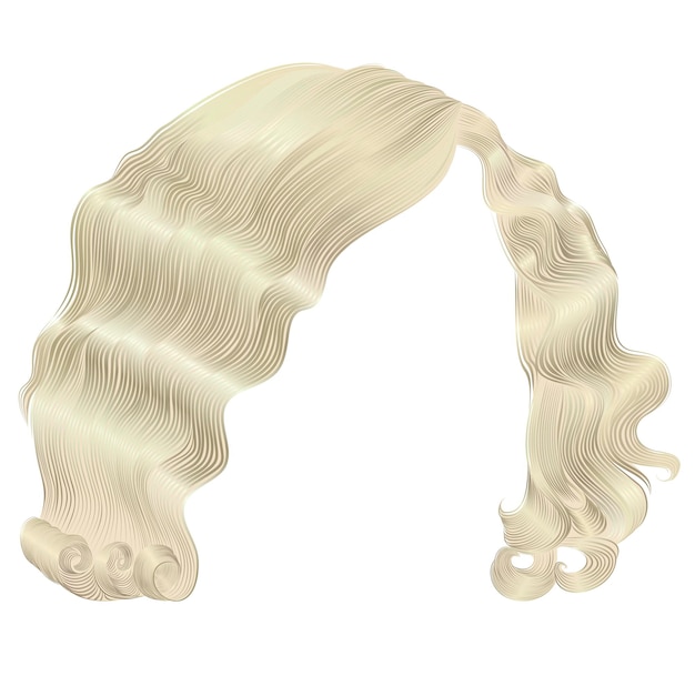 Modna Kobieta Włosy Kare Blond Kolory. Loki W Stylu Retro. Realistyczny 3d.