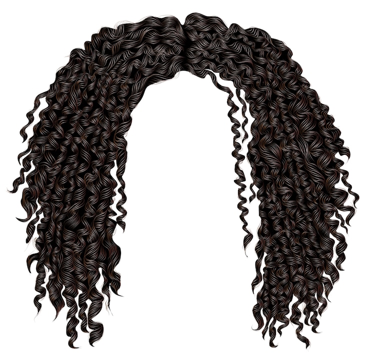 Modne kręcone, rozczochrane afrykańskie czarne włosy. realistyczny 3d. moda uroda styl .unisex kobiety men.afro