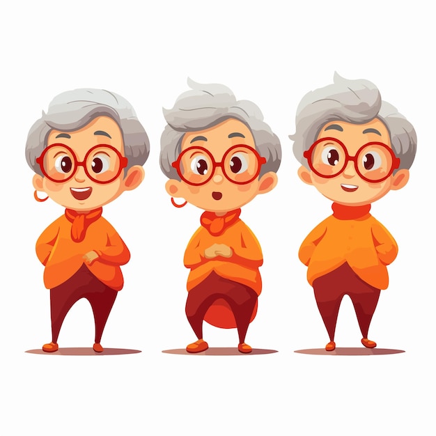 Plik wektorowy modne pomarańczowe ubrania babci
