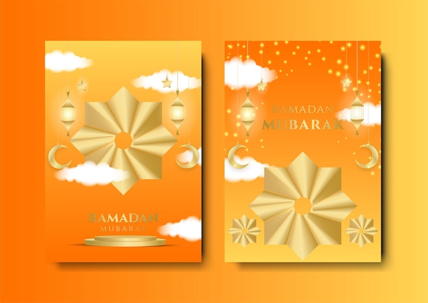 Modny Islamski Ramadan Kartkę Z życzeniami I Plakat Szablon Tło Z Meczetowym Wzorem Latarni I Półksiężycem Projekt Dla Iftar Zaproszenie Ramadhan Mubarak Kareem Ilustracji Wektorowych