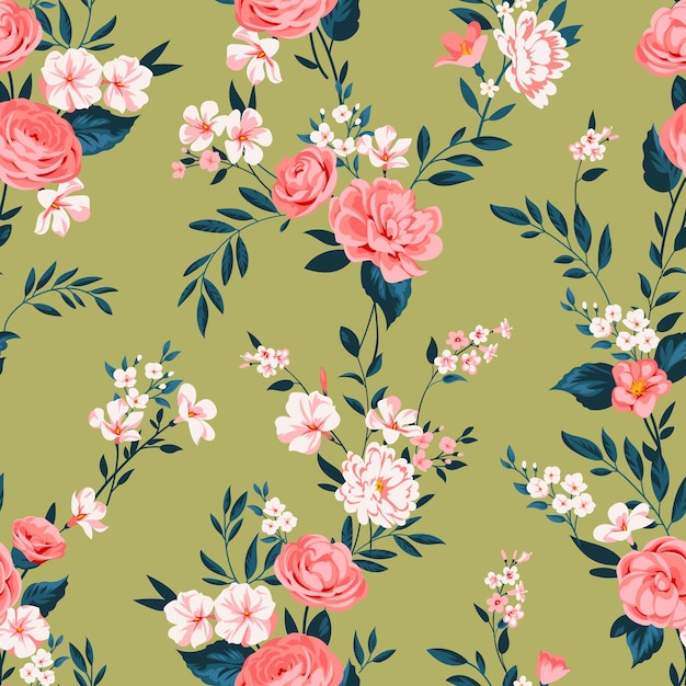Plik wektorowy modny kwiecisty tło z eleganckimi małymi kwiatami na polu dla cyfrowej tapety i odzieży w li