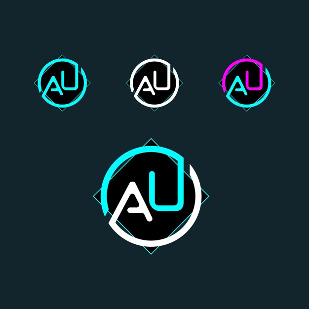 Plik wektorowy modny projekt logo litery au z kółkiem