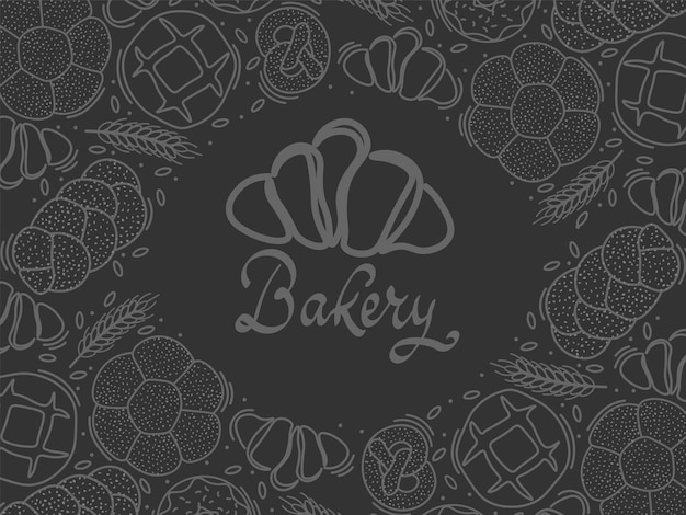 Modny Projekt Wektorowy Dla Piekarni Lub Kawiarniilustracje Bułek Chlebowych I Innych Wypieków