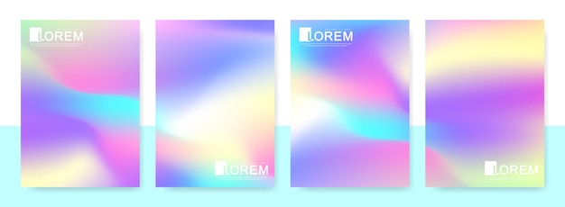 Modny streszczenie makieta pastelowe kolorowe gradientowe sztuki holograficzne szablony w formacie A4. Nadaje się do postów, projektowania banerów i szablonu projektu układu broszury. Wektor mody tła.