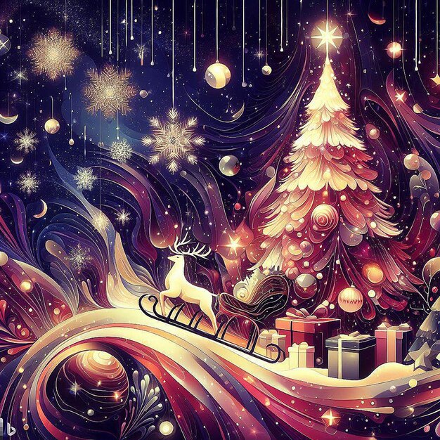 Modny świąteczny Xmas Boże Narodzenie Chrześcijański Jezus Scena Z Drzewa Ilustracja Wektorowa Tapeta Obrazu