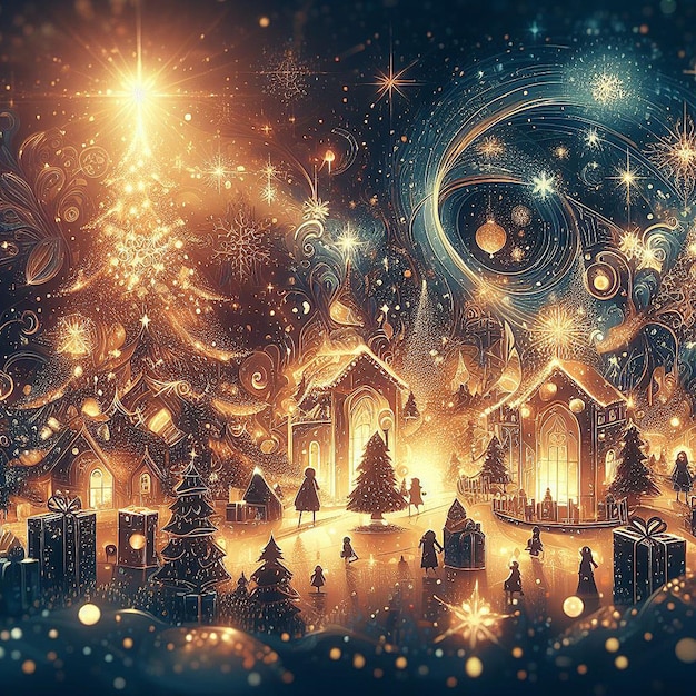 Modny świąteczny Xmas Boże Narodzenie Chrześcijański Jezus Scena Z Drzewa Ilustracja Wektorowa Tapeta Obrazu