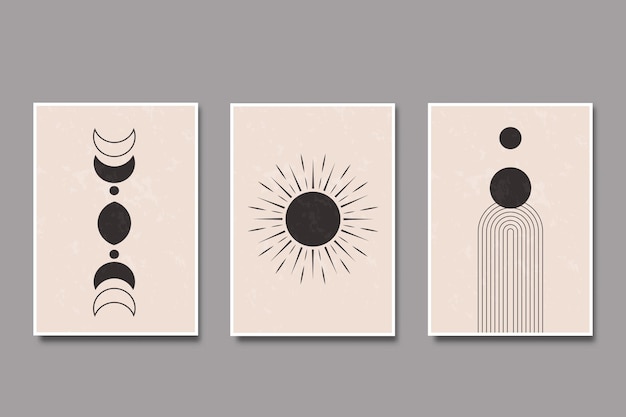 Modny współczesny nowoczesny minimalistyczny zestaw plakatów z połowy wieku