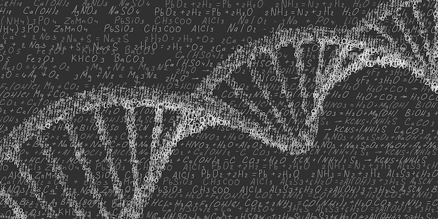 Plik wektorowy molekularny dna. koncepcja medyczna. wzory chemiczne.