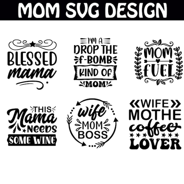 Plik wektorowy mom svg design bundle