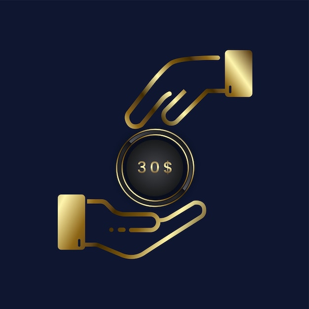 Moneta 30 Usd Cashback Złoty Symbol Złota Ręka Dająca Monetę Dolara Z Rękami Premium