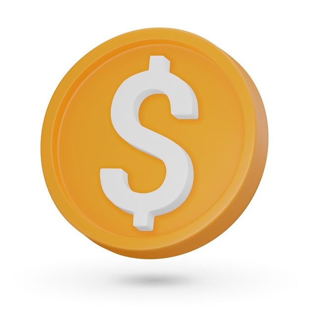 Moneta 3D Dolar amerykański Symbol waluty Ikona 3D Znak wektorowy wyizolowany na białym tle