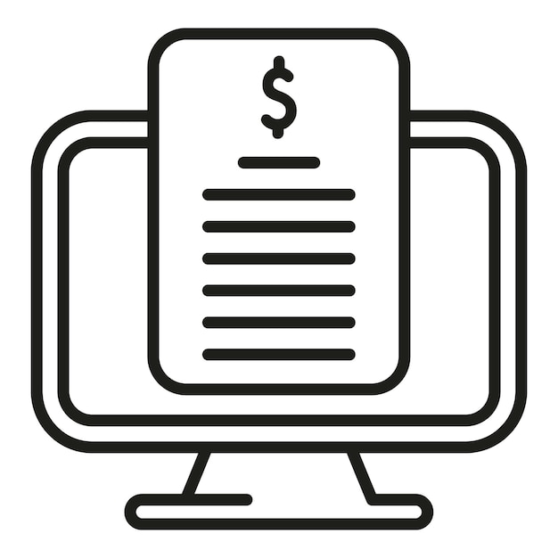 Monitor gotówki finansowania ikona zarys wektor przyszłego budżetu finansowania gotówki kredytu zakupu
