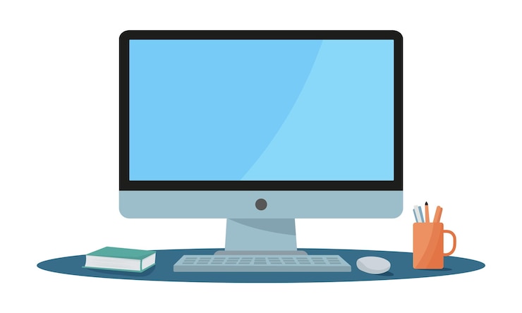 Wektor monitor komputera pusty ekran wyświetlacz komputer stacjonarny laptop ilustracja wektorowa płaska