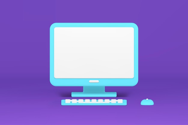 Monitor komputerowy z ikoną 3d klawiatury i myszy