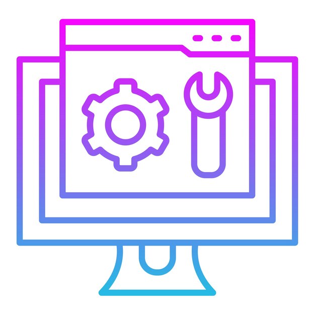 monitor komputerowy z niebieskim i różowym tłem z biegami i biegami na nim