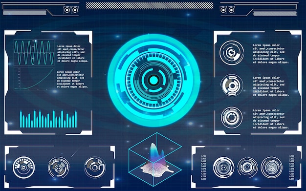 Monitor nadzoru SciFi Śledzenie w czasie rzeczywistym w futurystycznym interfejsie