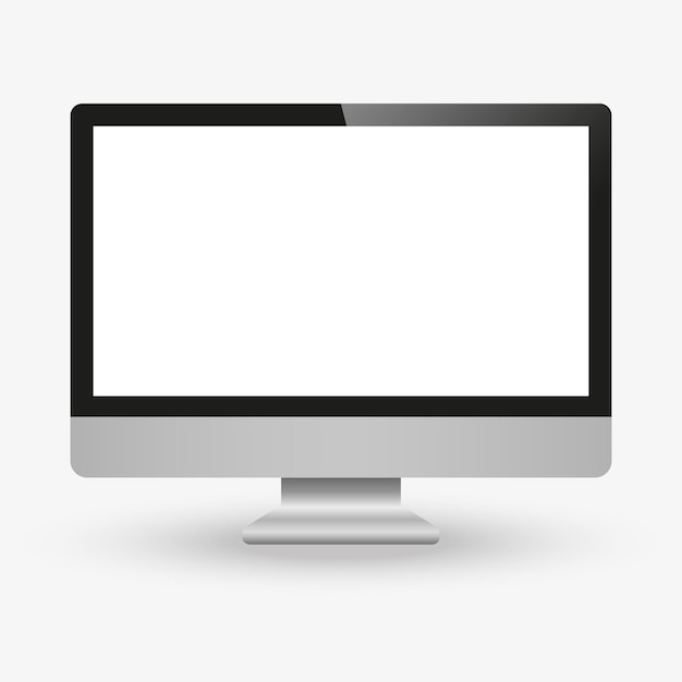 Monitor w stylu czarny kolor z pustym ekranem na szarym tle ilustracji wektorowych zapasów