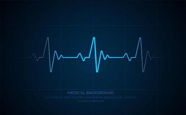 Monitorowanie ekg w nagłych wypadkach Niebieskie świecące neonowe tętno serca Bicie serca Elektrokardiogram