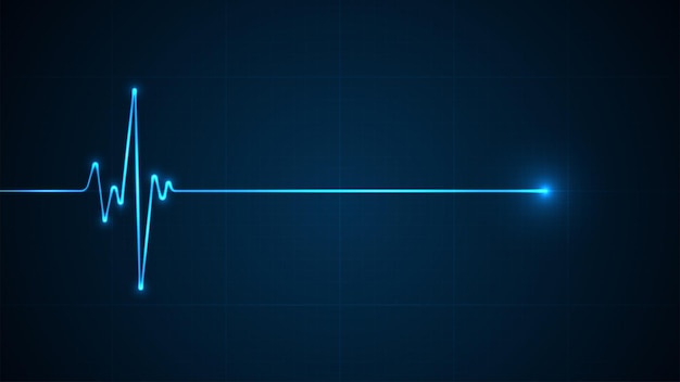 Monitorowanie ekg w nagłych wypadkach Niebieskie świecące neonowe tętno serca Bicie serca Elektrokardiogram