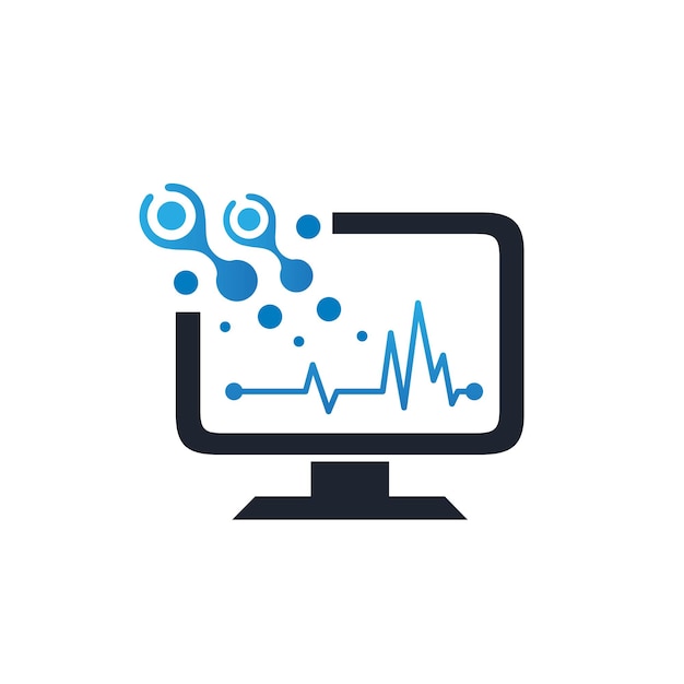 Monitoruj Komputer Z Ekranem Medycznym I Logo Ilustracji Medycznej Na Komórkę I Serce