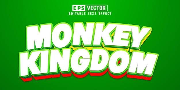 Monkey Kingdom 3d Edytowalny Efekt Tekstowy Wektor Z Tłem