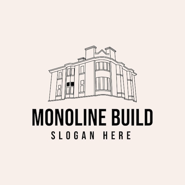 Mono-line stary budynek logo pomysły inspiracja projektowanie logo szablon wektor ilustracja na białym tle