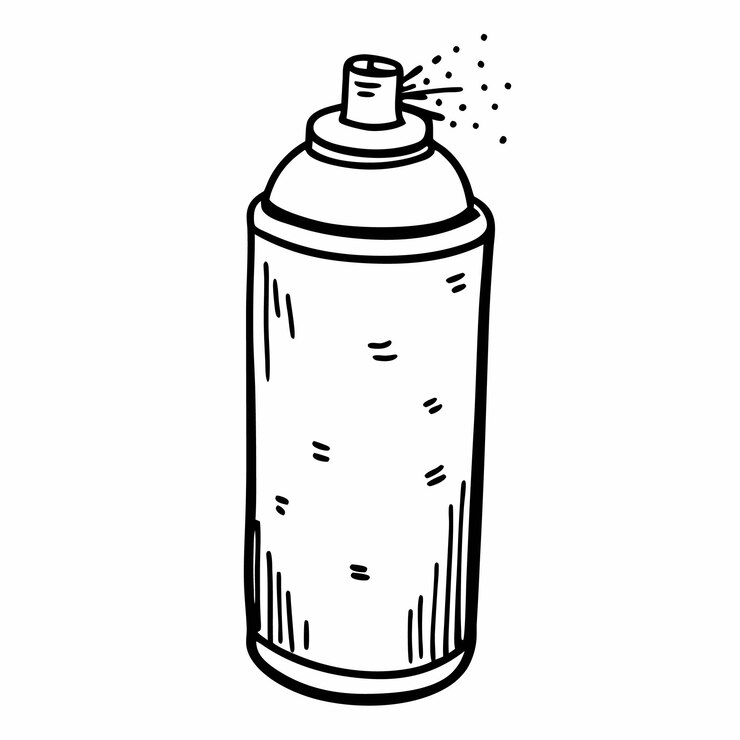 Monochromatyczna ilustracja puszki spray z stylem Doodle dla projektów DIY i artystycznych