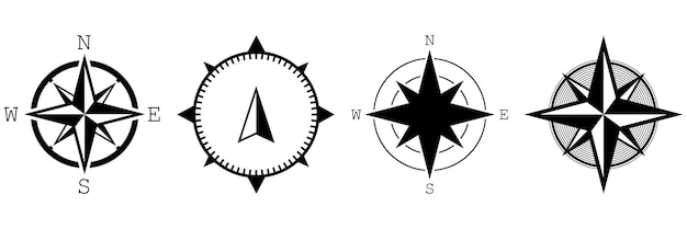 Monochromatyczny Kompas Nawigacyjny. Ilustracja Wektorowa. Ilustracja Wektorowa