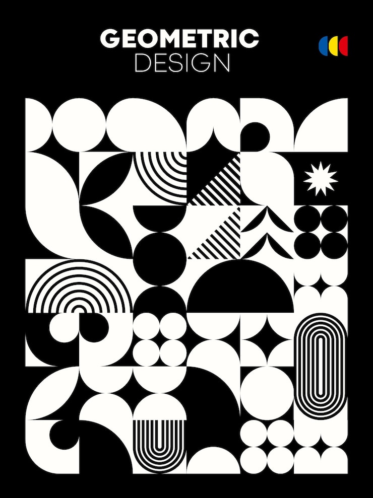 Wektor monochromatyczny plakat z geometrycznym wzorem bauhaus
